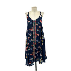 Johnny Was Taleah Floral Scoop-Neck Sleeveless‎ Georgette Dress Blue Size XS